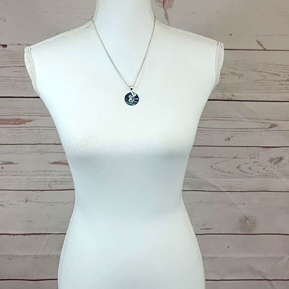 Silver Abalone Spiral Necklace – Sterling Silver – Coin Shape Shell - Picture 7 of 7